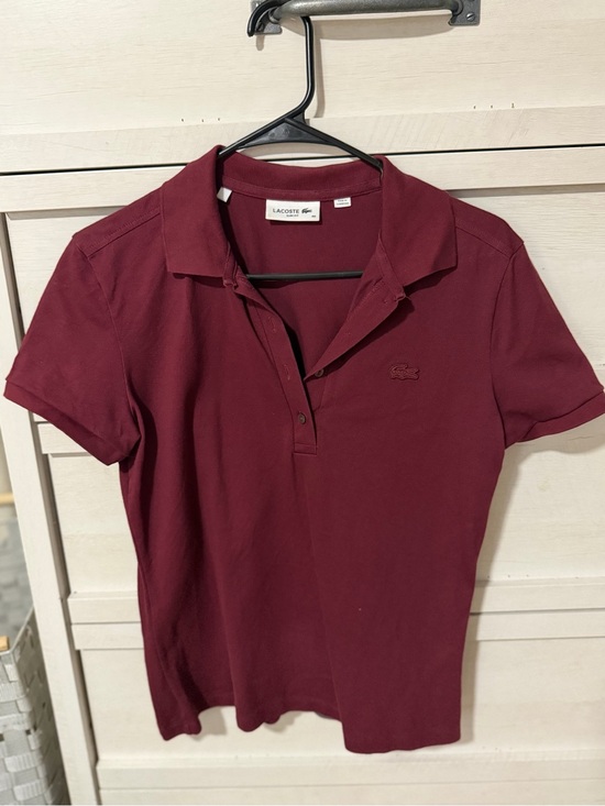 Lacoste Tops - Lacoste Women's Slim Fit Burgundy Polo Shirt